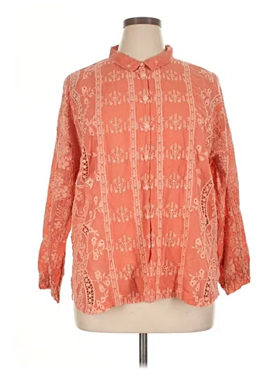 Pre-owned Johnny Was 3/4 Sleeve Blouse In Orange