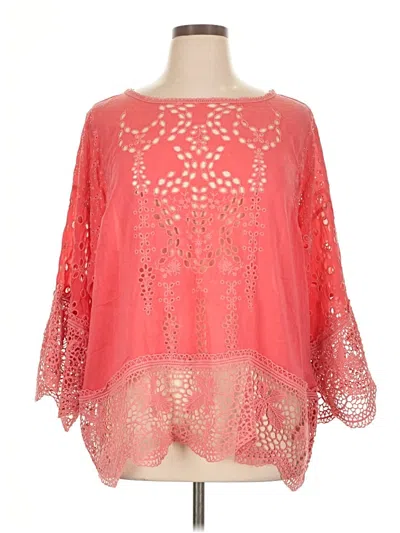 Pre-owned Johnny Was 3/4 Sleeve Blouse In Pink