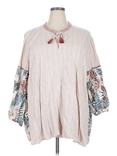 Pre-owned Johnny Was 3/4 Sleeve Blouse In Pink