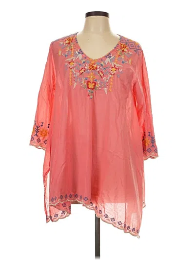 Pre-owned Johnny Was 3/4 Sleeve Blouse In Pink