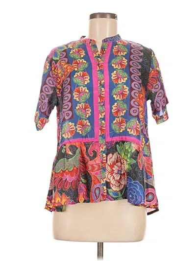 Pre-owned Johnny Was 3/4 Sleeve Blouse In Purple