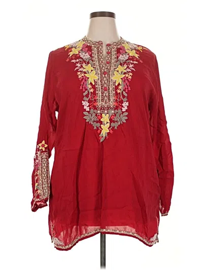 Pre-owned Johnny Was 3/4 Sleeve Blouse In Red