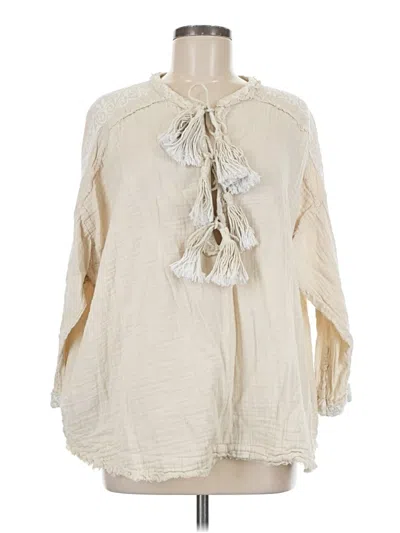 Pre-owned Johnny Was 3/4 Sleeve Blouse In White