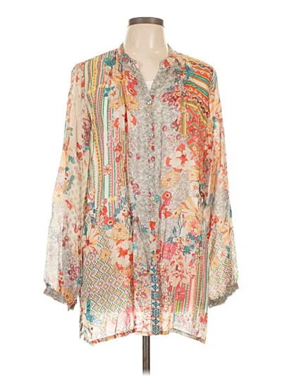 Pre-owned Johnny Was 3/4 Sleeve Blouse In White