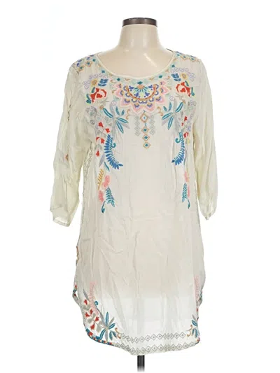 Pre-owned Johnny Was 3/4 Sleeve Blouse In White