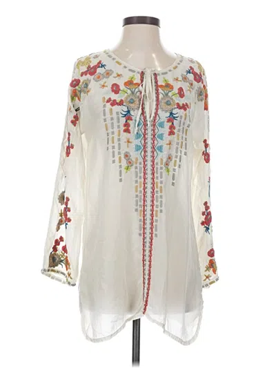 Pre-owned Johnny Was 3/4 Sleeve Blouse In White