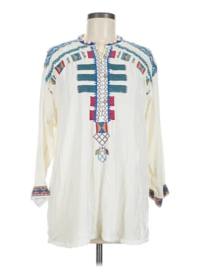 Pre-owned Johnny Was 3/4 Sleeve Blouse In White