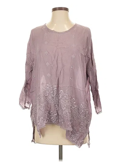 Pre-owned Johnny Was 3/4 Sleeve T-shirt In Purple