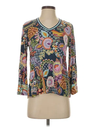 Pre-owned Johnny Was 3/4 Sleeve T-shirt In Silver