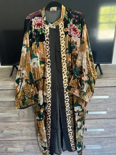 Pre-owned Johnny Was $845.00  Vintage Lotus Velvet Kimono Coat Size L/xl In Multicolor