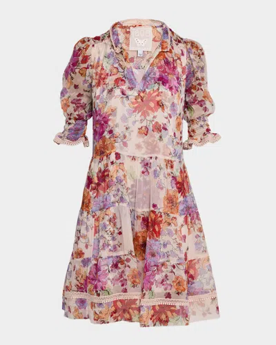 Johnny Was Abbey Floral Tiered Mini Dress In Multi