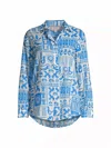 Johnny Was Acantha Oversized Shirt In Blue In Blue