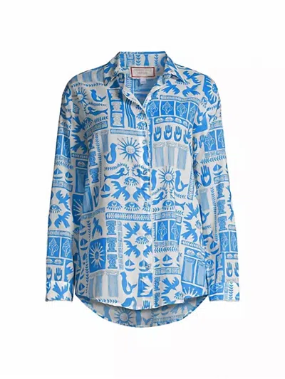 Johnny Was Acantha Oversized Shirt In Blue In Multi