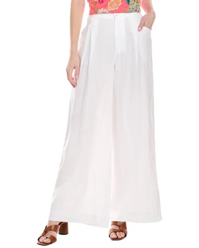 Johnny Was Acantha Wide Leg Linen Pant In White