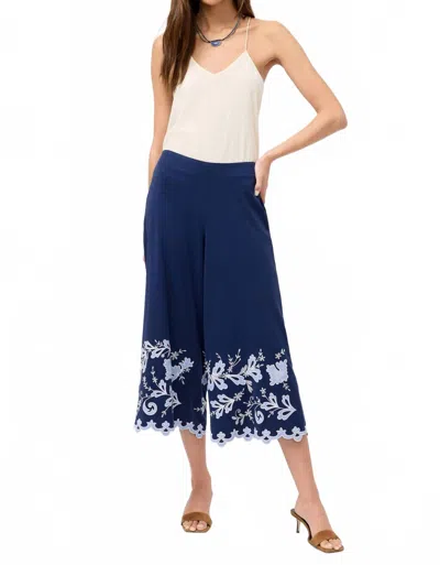 Johnny Was Addeline Knit Culotte Pant In Navy In Blue