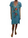 Pre-owned Johnny Was Adele Drape Tunic Dress Floral Embroid Flowers Plaid Viscose In Plaid