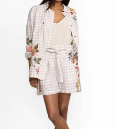 Johnny Was Adele Trapunto Belted Short In Plaid In Multi