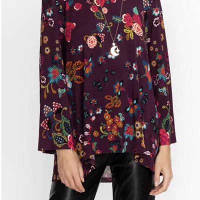 JOHNNY WAS ADRINA SWING TUNIC IN MULTI EGGPLANT FLORAL