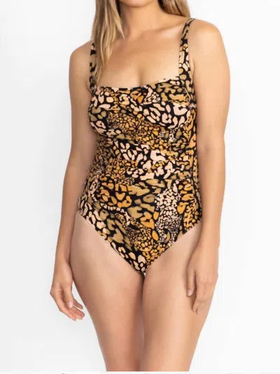 Johnny Was Afeni Ruched One Piece Swimsuit In Cheetah In Multi