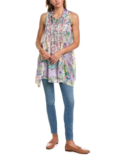 Johnny Was Ahmanita Silk Tunic In Green