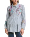 Johnny Was Alesa Tiered Shirt Tunic In Blue