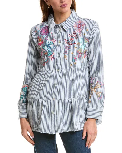 Johnny Was Alesa Tiered Shirt Tunic In Blue