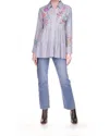 Johnny Was Alesa Tiered Shirt Tunic In Faded Denim In Multi