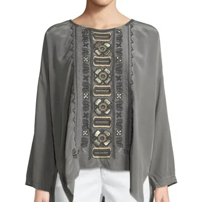 Johnny Was Alka Silk Blouse In Gray