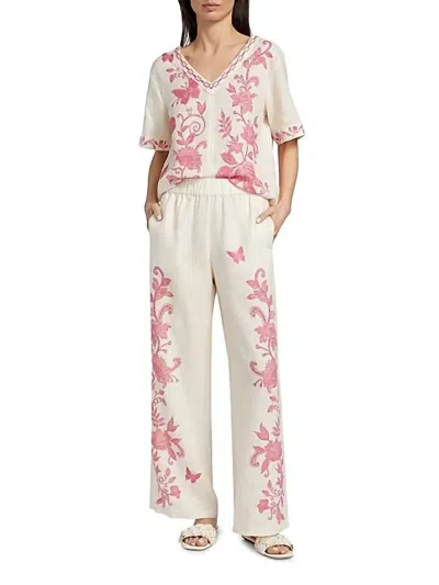 Johnny Was Alycia Linen Pant In Ecru In White