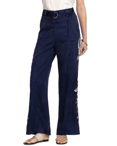 Johnny Was Amika Belted Wide Leg Pant In Blue