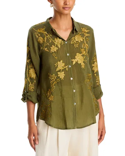 Johnny Was Amyle Rayana Embroidered Floral Shirt In Green