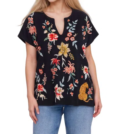 Johnny Was Andrean Paneled Knit Tee In Black