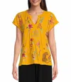 Johnny Was Andrean Paneled Knit Tee In Golden Pineapple In Multi