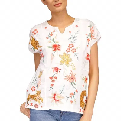 Johnny Was Andrean Paneled Knit Tee In White