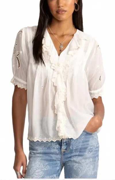 Johnny Was Anette Ruffle Blouse In White