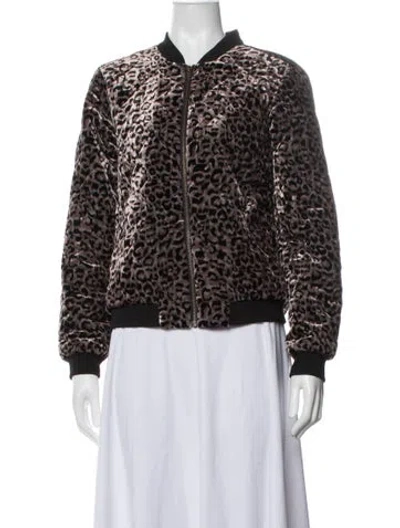 Pre-owned Johnny Was Animal Print Bomber Jacket In Brown