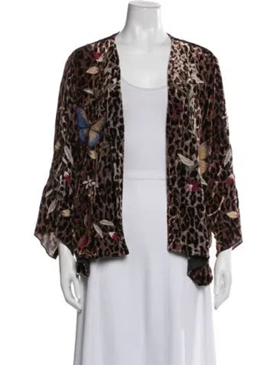 Pre-owned Johnny Was Animal Print Jacket In Brown