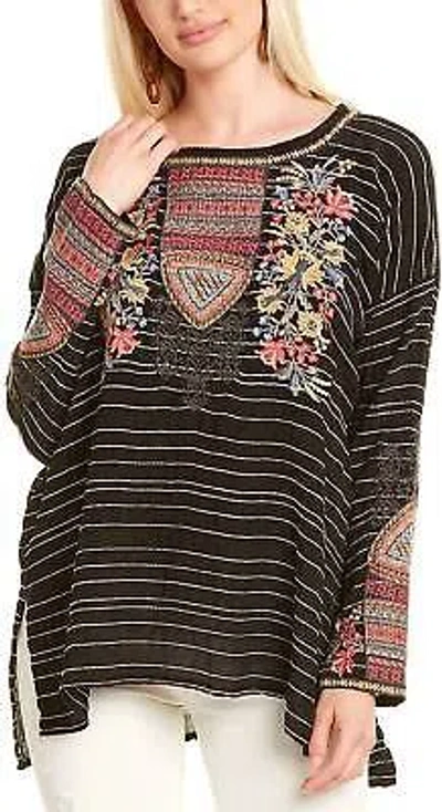 Pre-owned Johnny Was Anshi Silk Blouse For Women - Size L In Black