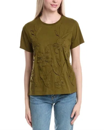 Johnny Was Antoinette Crew Tee In Martini Olive In Green