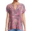 Johnny Was Antonella Easy Velvet Paneled Tee In Dusty Rose In Pink