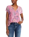 Johnny Was Antonella Easy Velvet Paneled Tee In Dusty Rose In Dusty Rose
