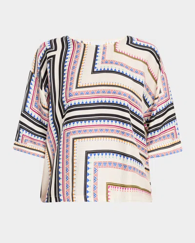 Johnny Was Arden Oversized Geometric-print Blouse