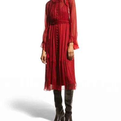 Johnny Was Aretha Midi Dress In Red