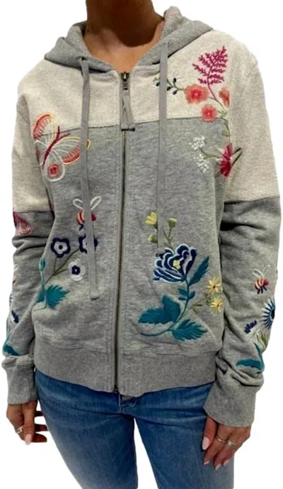 Johnny Was Arla French Terry Sweatshirt In Light Heather In Gray