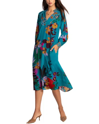 Johnny Was Ascension Luna Handkerchief Silk-blend Midi Dress In Animal Print