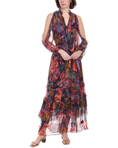 Johnny Was Ashlee Cold-shoulder Silk Maxi Dress In Black