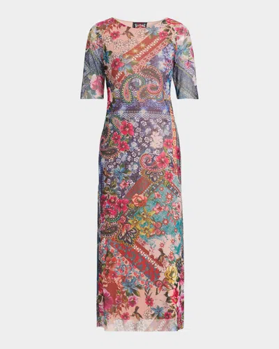 Johnny Was Astrid Evie Printed A-line Midi Dress In Multi
