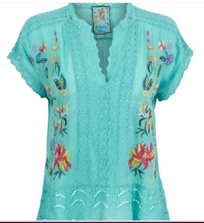 Johnny Was Astrud Blouse In Aqua In Green