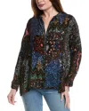 Johnny Was Audrey Burnout Velvet Silk-blend Tunic In Multi