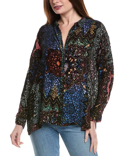 Johnny Was Audrey Burnout Velvet Silk-blend Tunic In Multi